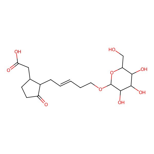 2D Structure of 2-[3-Oxo-2-[5-[3,4,5-trihydroxy-6-(hydroxymethyl)oxan-2-yl]oxypent-2-enyl]cyclopentyl]acetic acid