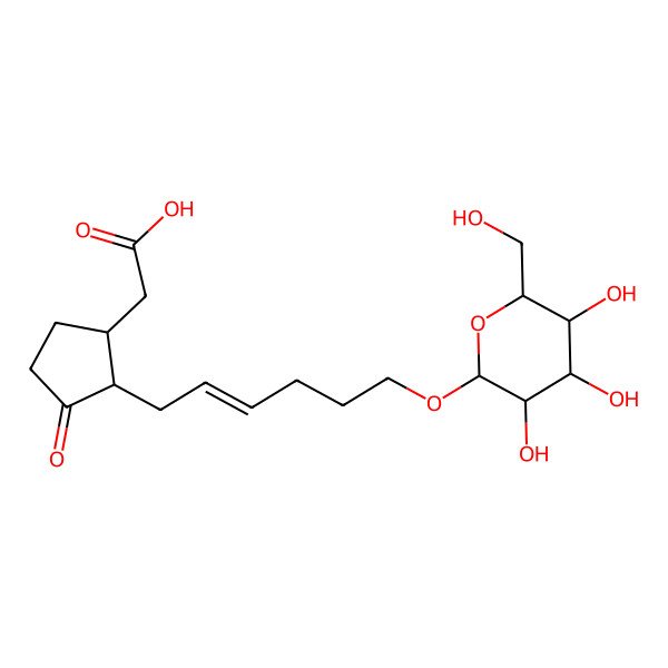 2D Structure of 2-[3-Oxo-2-[6-[3,4,5-trihydroxy-6-(hydroxymethyl)oxan-2-yl]oxyhex-2-enyl]cyclopentyl]acetic acid