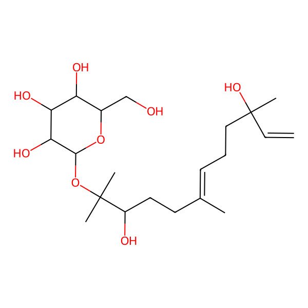 2D Structure of 2-(3,10-Dihydroxy-2,6,10-trimethyldodeca-6,11-dien-2-yl)oxy-6-(hydroxymethyl)oxane-3,4,5-triol 2D Structure of 2-(3,10-Dihydroxy-2,6,10-trimethyldodeca-6,11-dien-2-yl)oxy-6-(hydroxymethyl)oxane-3,4,5-triol