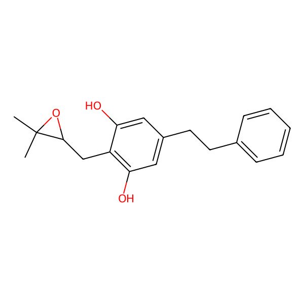 2D Structure of 2-[(3,3-Dimethyloxiran-2-yl)methyl]-5-(2-phenylethyl)benzene-1,3-diol