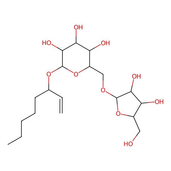 2D Structure of 2-[[3,4-Dihydroxy-5-(hydroxymethyl)oxolan-2-yl]oxymethyl]-6-oct-1-en-3-yloxyoxane-3,4,5-triol
