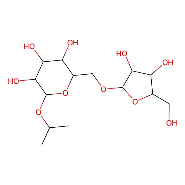 2D Structure of 2-[[3,4-Dihydroxy-5-(hydroxymethyl)oxolan-2-yl]oxymethyl]-6-propan-2-yloxyoxane-3,4,5-triol