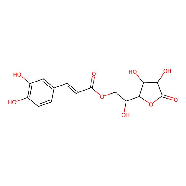 2D Structure of [2-(3,4-Dihydroxy-5-oxooxolan-2-yl)-2-hydroxyethyl] 3-(3,4-dihydroxyphenyl)prop-2-enoate