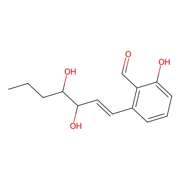 2D Structure of 2-(3,4-Dihydroxyhept-1-enyl)-6-hydroxybenzaldehyde
