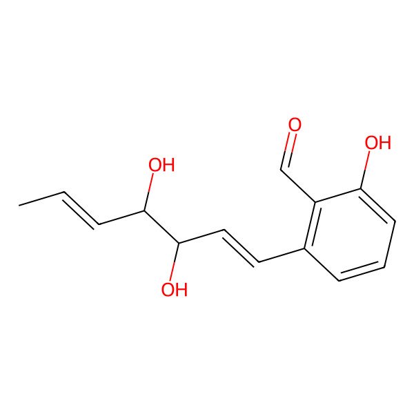 2D Structure of 2-(3,4-Dihydroxyhepta-1,5-dienyl)-6-hydroxybenzaldehyde