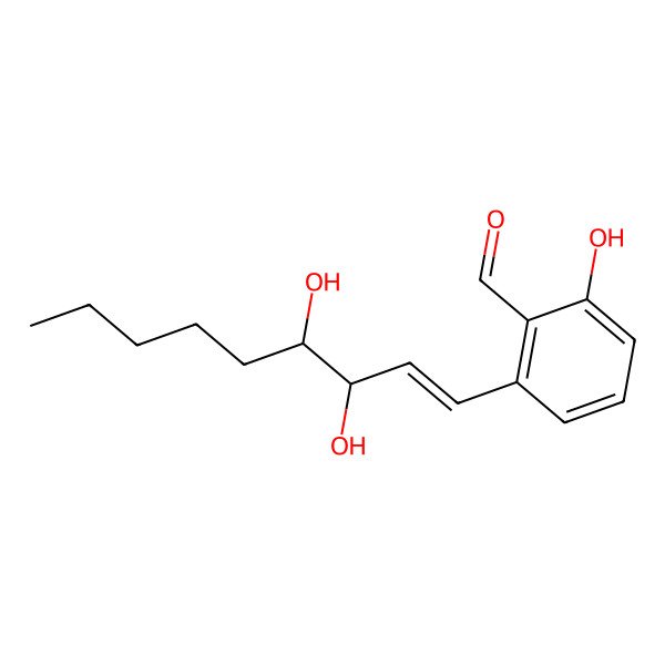 2D Structure of 2-(3,4-Dihydroxynon-1-enyl)-6-hydroxybenzaldehyde