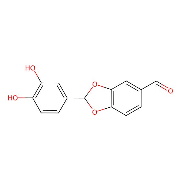 2D Structure of 2-(3,4-Dihydroxyphenyl)-1,3-benzodioxole-5-carboxaldehyde