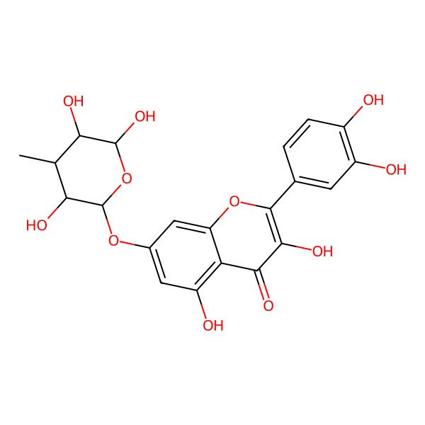 2D Structure of 2-(3,4-Dihydroxyphenyl)-3,5-dihydroxy-7-(3,5,6-trihydroxy-4-methyloxan-2-yl)oxychromen-4-one 2D Structure of 2-(3,4-Dihydroxyphenyl)-3,5-dihydroxy-7-(3,5,6-trihydroxy-4-methyloxan-2-yl)oxychromen-4-one