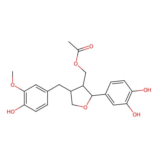 2D Structure of [2-(3,4-Dihydroxyphenyl)-4-[(4-hydroxy-3-methoxyphenyl)methyl]oxolan-3-yl]methyl acetate