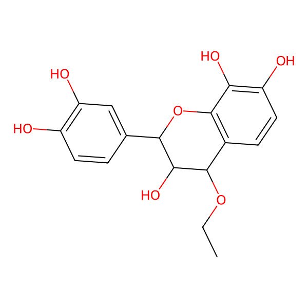 2D Structure of 2-(3,4-dihydroxyphenyl)-4-ethoxy-3,4-dihydro-2H-chromene-3,7,8-triol