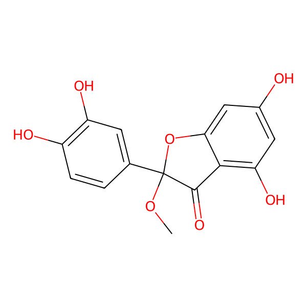 2D Structure of 2-(3,4-Dihydroxyphenyl)-4,6-dihydroxy-2-methoxybenzofuran-3-one