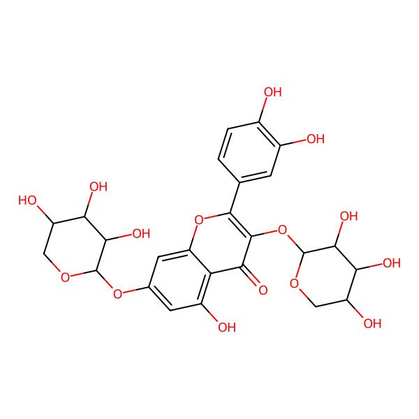 2D Structure of 2-(3,4-Dihydroxyphenyl)-5-hydroxy-3,7-bis[(3,4,5-trihydroxyoxan-2-yl)oxy]chromen-4-one