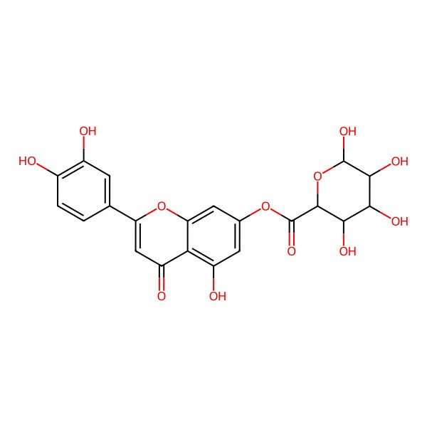 2D Structure of [2-(3,4-Dihydroxyphenyl)-5-hydroxy-4-oxochromen-7-yl] 3,4,5,6-tetrahydroxyoxane-2-carboxylate