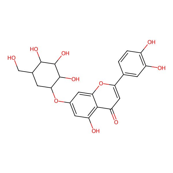 2D Structure of 2-(3,4-Dihydroxyphenyl)-5-hydroxy-7-[2,3,4-trihydroxy-5-(hydroxymethyl)cyclohexyl]oxychromen-4-one