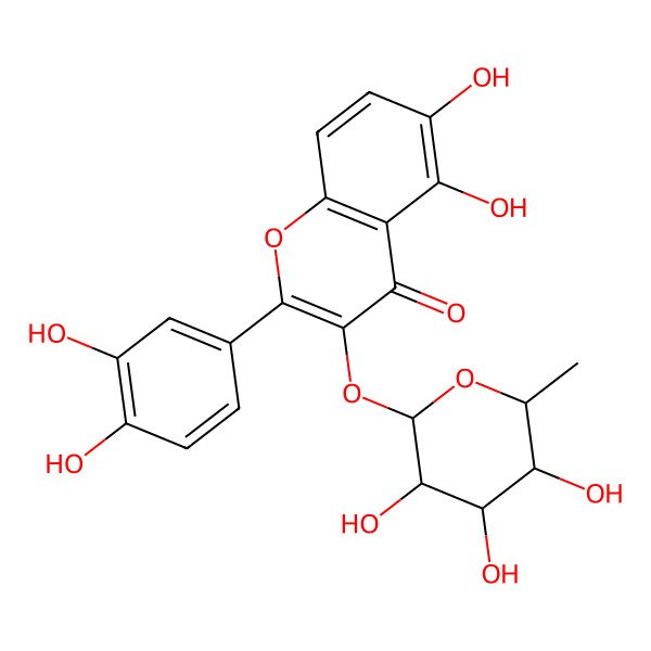 2D Structure of 2-(3,4-Dihydroxyphenyl)-5,6-dihydroxy-3-(3,4,5-trihydroxy-6-methyloxan-2-yl)oxychromen-4-one 2D Structure of 2-(3,4-Dihydroxyphenyl)-5,6-dihydroxy-3-(3,4,5-trihydroxy-6-methyloxan-2-yl)oxychromen-4-one