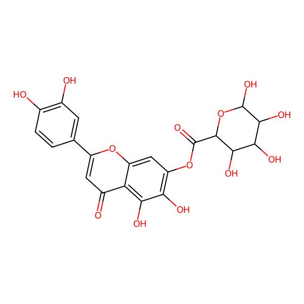 2D Structure of [2-(3,4-Dihydroxyphenyl)-5,6-dihydroxy-4-oxochromen-7-yl] 3,4,5,6-tetrahydroxyoxane-2-carboxylate