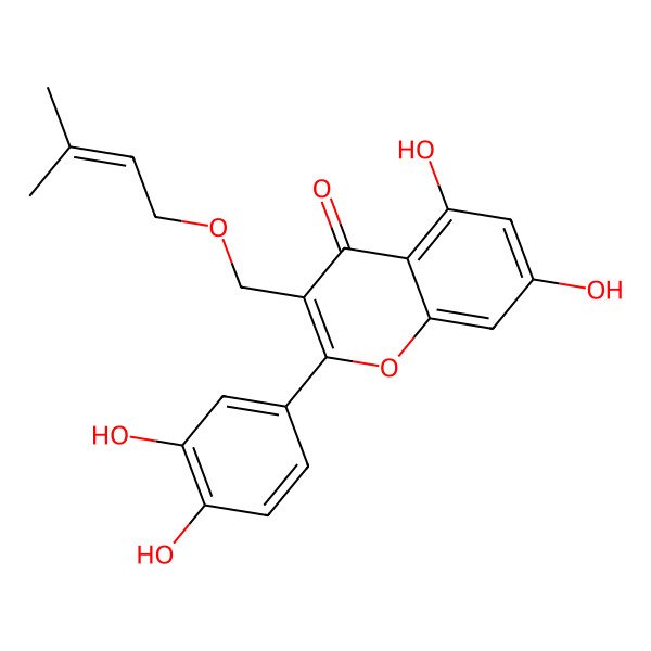 2D Structure of 2-(3,4-Dihydroxyphenyl)-5,7-dihydroxy-3-(3-methylbut-2-enoxymethyl)chromen-4-one