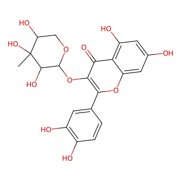 2D Structure of 2-(3,4-Dihydroxyphenyl)-5,7-dihydroxy-3-(3,4,5-trihydroxy-4-methyloxan-2-yl)oxychromen-4-one