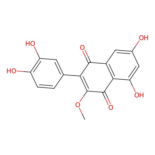 2D Structure of 2-(3,4-Dihydroxyphenyl)-5,7-dihydroxy-3-methoxynaphthalene-1,4-dione