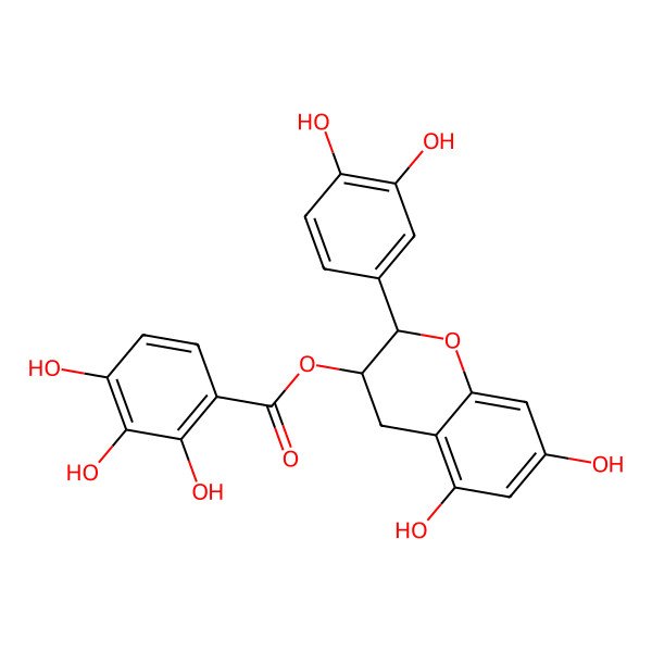 2D Structure of [2-(3,4-dihydroxyphenyl)-5,7-dihydroxy-3,4-dihydro-2H-chromen-3-yl] 2,3,4-trihydroxybenzoate