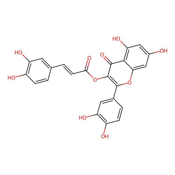 2D Structure of [2-(3,4-dihydroxyphenyl)-5,7-dihydroxy-4-oxochromen-3-yl] (E)-3-(3,4-dihydroxyphenyl)prop-2-enoate