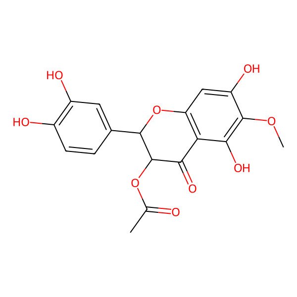 2D Structure of [2-(3,4-Dihydroxyphenyl)-5,7-dihydroxy-6-methoxy-4-oxo-2,3-dihydrochromen-3-yl] acetate