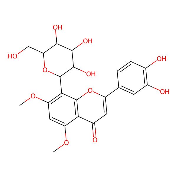 2D Structure of 2-(3,4-Dihydroxyphenyl)-5,7-dimethoxy-8-[3,4,5-trihydroxy-6-(hydroxymethyl)oxan-2-yl]chromen-4-one