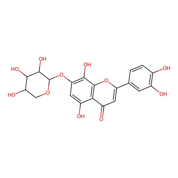 2D Structure of 2-(3,4-Dihydroxyphenyl)-5,8-dihydroxy-7-(3,4,5-trihydroxyoxan-2-yl)oxychromen-4-one