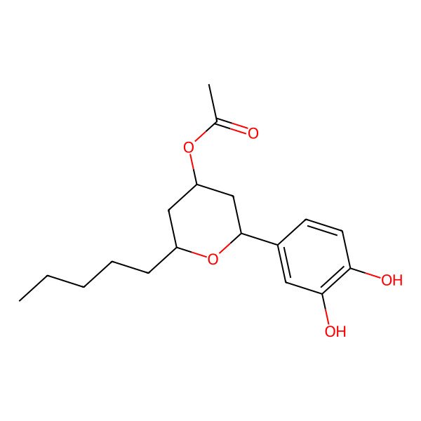 2D Structure of [2-(3,4-Dihydroxyphenyl)-6-pentyloxan-4-yl] acetate
