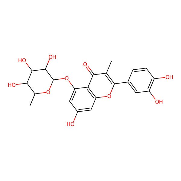 2D Structure of 2-(3,4-Dihydroxyphenyl)-7-hydroxy-3-methyl-5-(3,4,5-trihydroxy-6-methyloxan-2-yl)oxychromen-4-one