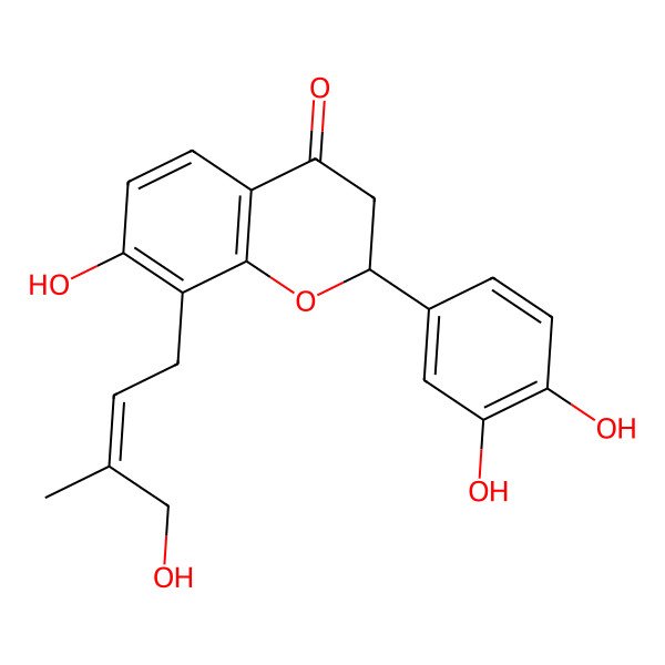 2D Structure of 2-(3,4-Dihydroxyphenyl)-7-hydroxy-8-(4-hydroxy-3-methylbut-2-enyl)-2,3-dihydrochromen-4-one