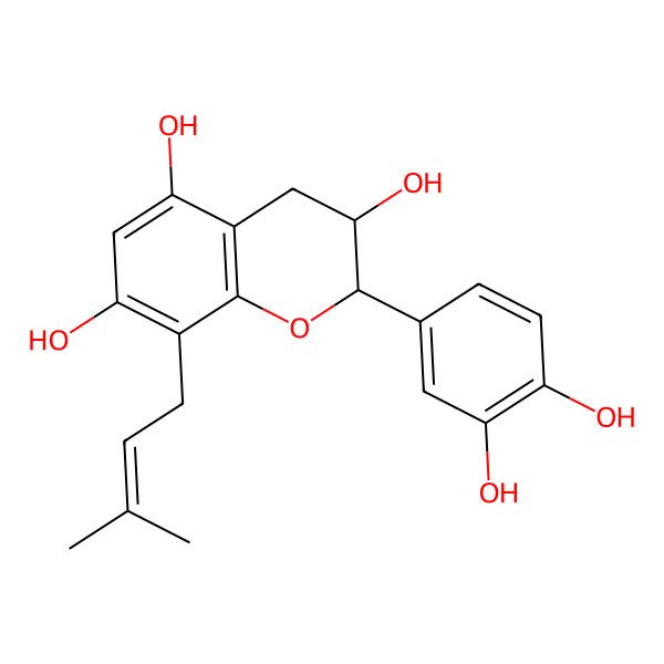 2D Structure of 2-(3,4-dihydroxyphenyl)-8-(3-methylbut-2-enyl)-3,4-dihydro-2H-chromene-3,5,7-triol