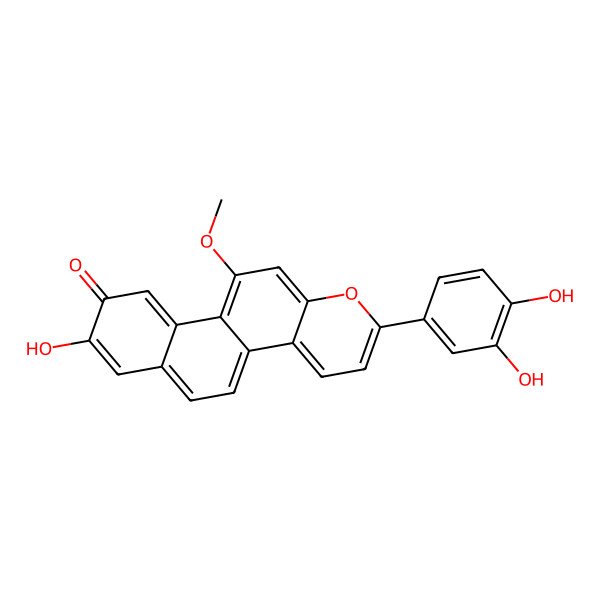 2D Structure of 2-(3,4-Dihydroxyphenyl)-8-hydroxy-11-methoxynaphtho[2,1-f]chromen-9-one