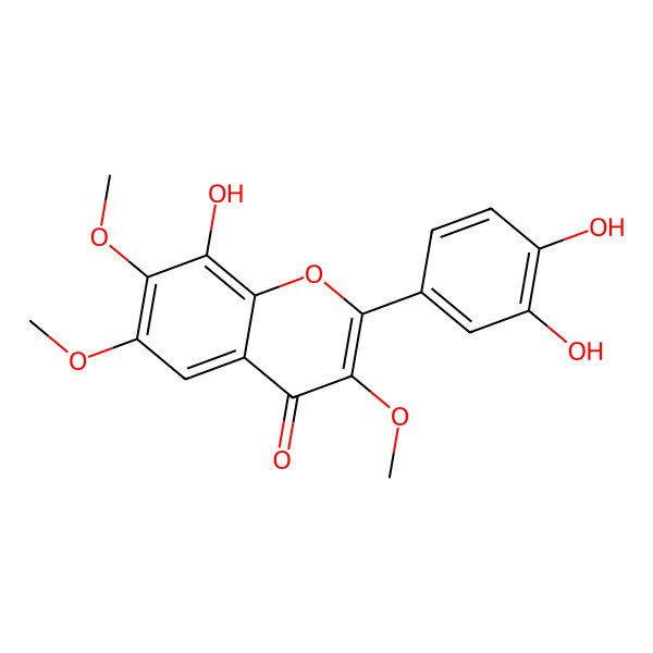2D Structure of 2-(3,4-Dihydroxyphenyl)-8-hydroxy-3,6,7-trimethoxychromen-4-one