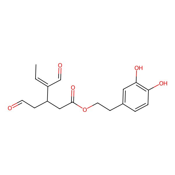 2D Structure of 2-(3,4-dihydroxyphenyl)ethyl (E,3R)-4-formyl-3-(2-oxoethyl)hex-4-enoate