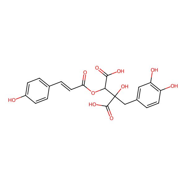 2D Structure of 2-[(3,4-Dihydroxyphenyl)methyl]-2-hydroxy-3-[3-(4-hydroxyphenyl)prop-2-enoyloxy]butanedioic acid