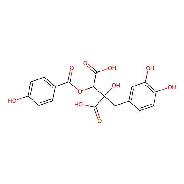2D Structure of 2-[(3,4-Dihydroxyphenyl)methyl]-2-hydroxy-3-(4-hydroxybenzoyl)oxybutanedioic acid