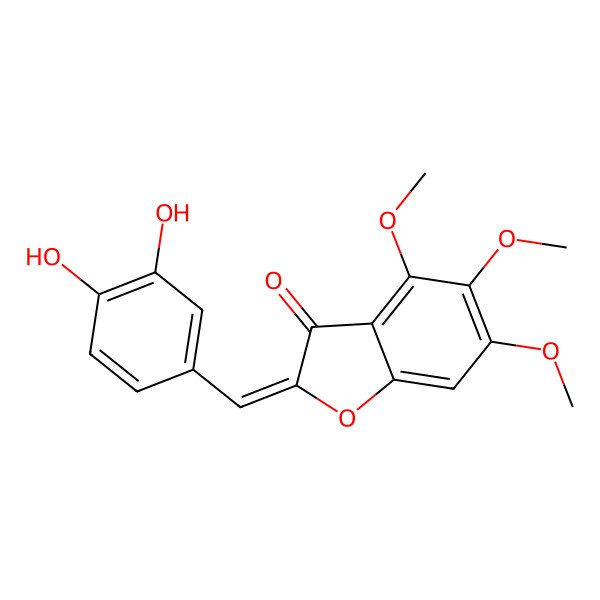 2D Structure of 2-[(3,4-Dihydroxyphenyl)methylidene]-4,5,6-trimethoxy-1-benzofuran-3-one