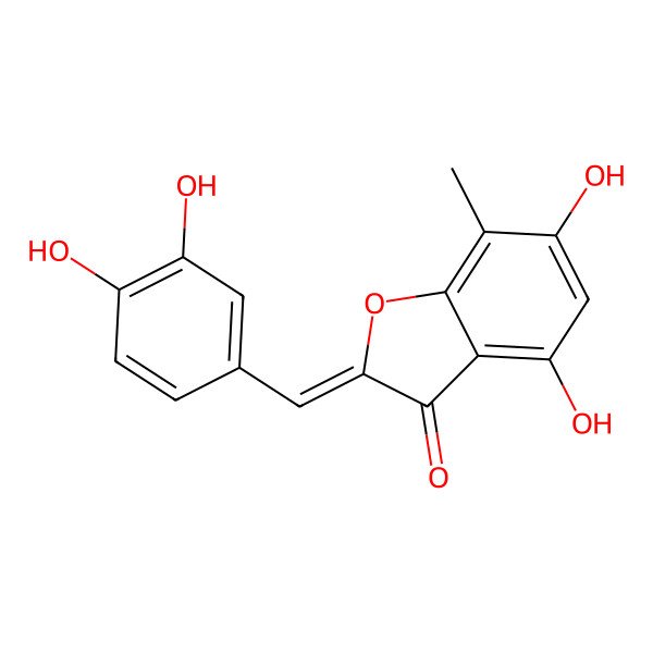 2D Structure of 2-[(3,4-Dihydroxyphenyl)methylidene]-4,6-dihydroxy-7-methyl-1-benzofuran-3-one