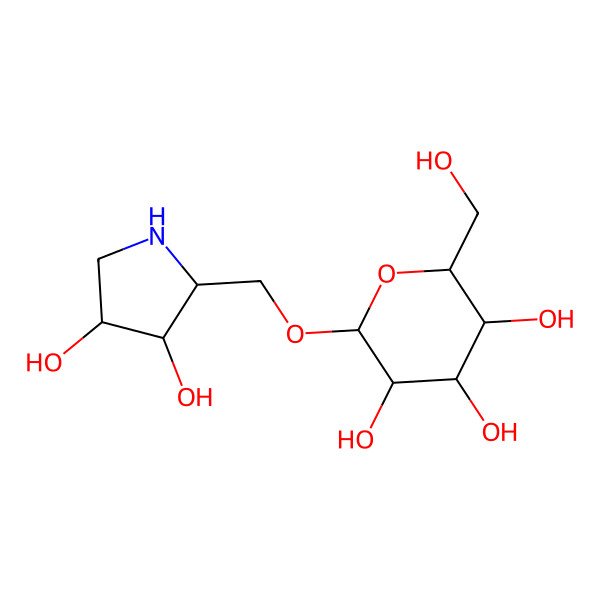 2D Structure of 2-[(3,4-Dihydroxypyrrolidin-2-yl)methoxy]-6-(hydroxymethyl)oxane-3,4,5-triol