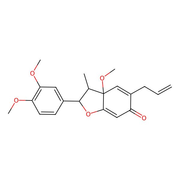 2D Structure of 2-(3,4-Dimethoxyphenyl)-3a-methoxy-3-methyl-5-prop-2-enyl-2,3-dihydro-1-benzofuran-6-one