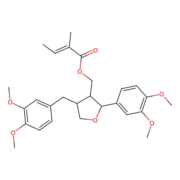 2D Structure of [2-(3,4-Dimethoxyphenyl)-4-[(3,4-dimethoxyphenyl)methyl]oxolan-3-yl]methyl 2-methylbut-2-enoate