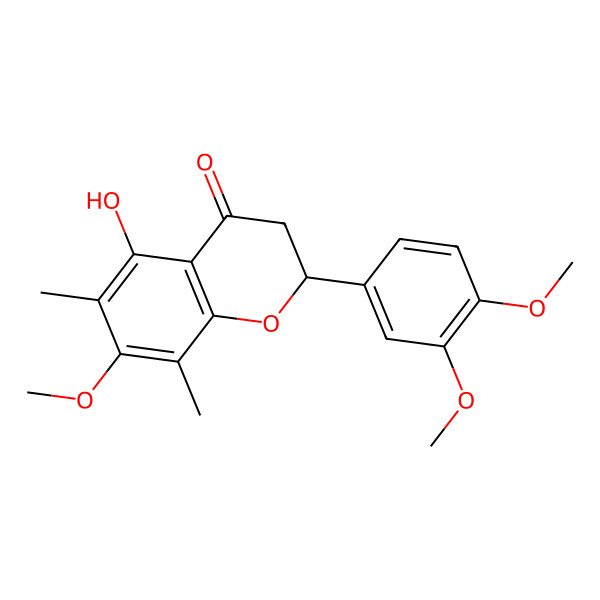 2D Structure of 2-(3,4-Dimethoxyphenyl)-5-hydroxy-7-methoxy-6,8-dimethyl-2,3-dihydrochromen-4-one