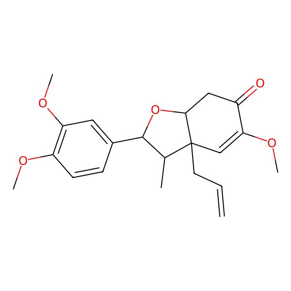 2D Structure of 2-(3,4-Dimethoxyphenyl)-5-methoxy-3-methyl-3a-prop-2-enyl-2,3,7,7a-tetrahydro-1-benzofuran-6-one