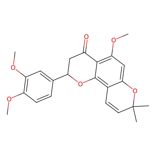 2D Structure of 2-(3,4-Dimethoxyphenyl)-5-methoxy-8,8-dimethyl-2,3-dihydropyrano[2,3-h]chromen-4-one