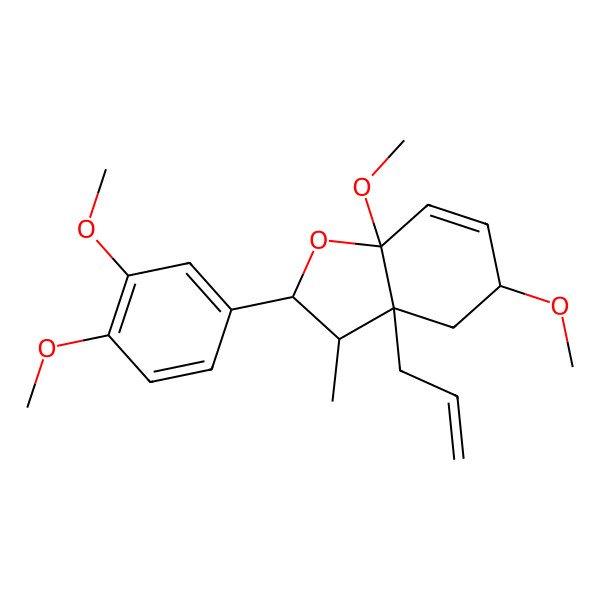 2D Structure of 2-(3,4-Dimethoxyphenyl)-5,7a-dimethoxy-3-methyl-3a-prop-2-enyl-2,3,4,5-tetrahydro-1-benzofuran