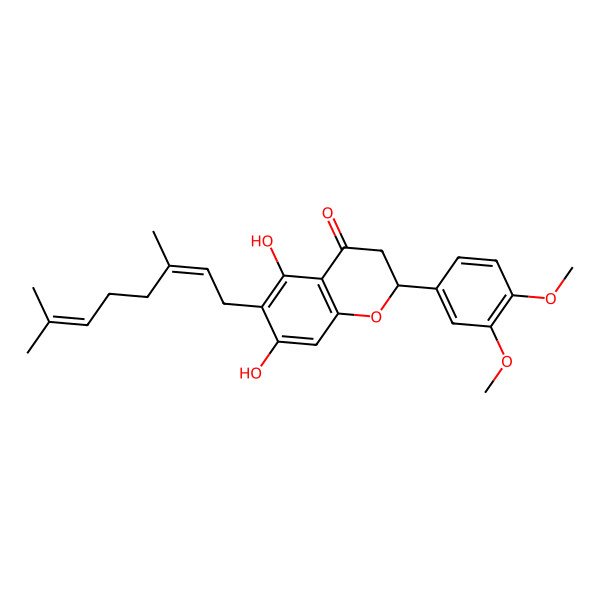 2D Structure of 2-(3,4-Dimethoxyphenyl)-6-(3,7-dimethylocta-2,6-dienyl)-5,7-dihydroxy-2,3-dihydrochromen-4-one