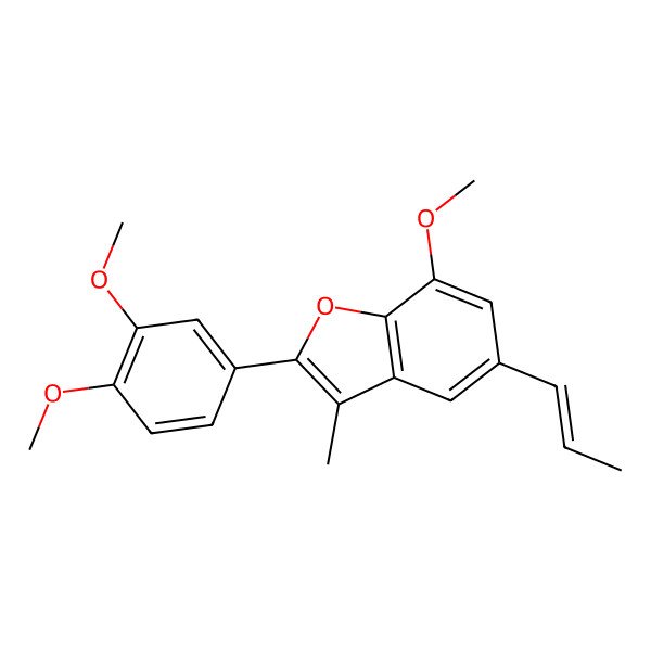 2D Structure of 2-(3,4-Dimethoxyphenyl)-7-methoxy-3-methyl-5-prop-1-enyl-1-benzofuran