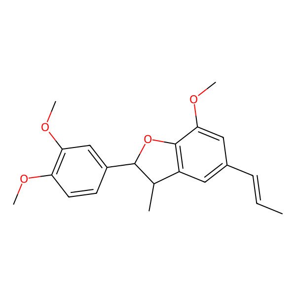 2D Structure of 2-(3,4-Dimethoxyphenyl)-7-methoxy-3-methyl-5-prop-1-enyl-2,3-dihydro-1-benzofuran