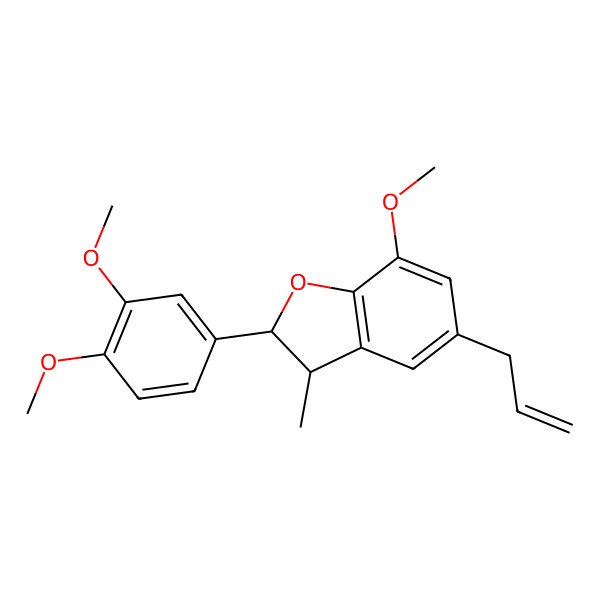 2D Structure of 2-(3,4-Dimethoxyphenyl)-7-methoxy-3-methyl-5-prop-2-enyl-2,3-dihydro-1-benzofuran